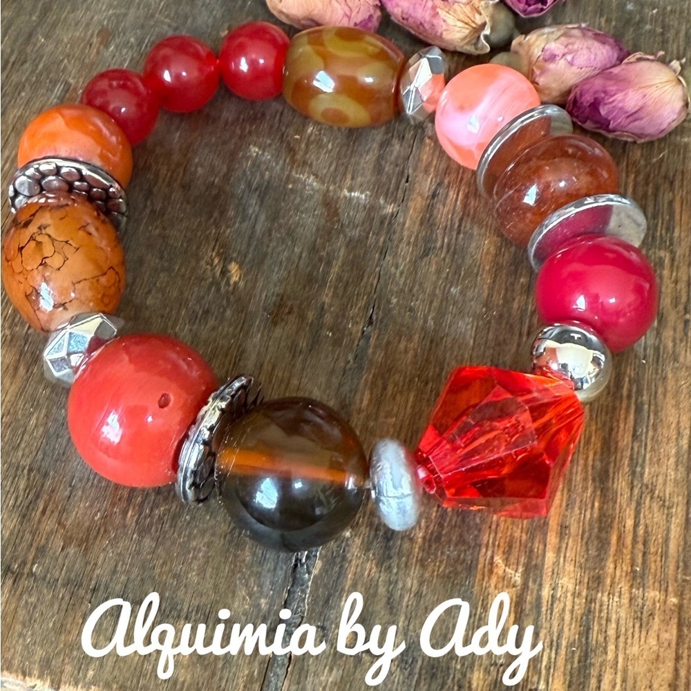 Untreated ruby bracelet colorful